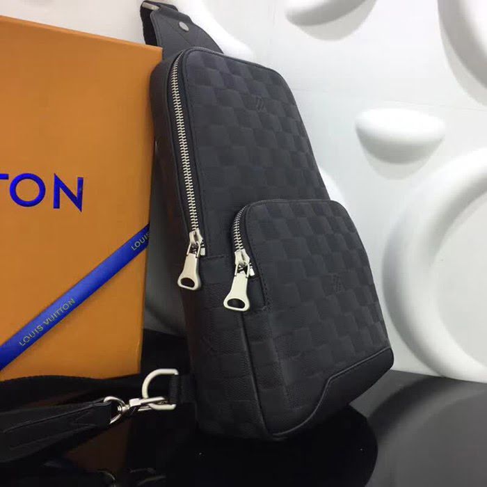 路易威登LV頂級原單N41720 AVENUE 單肩包 Damier Infini牛皮鑲飾 緞面磨砂銀色金屬件 YDH1579